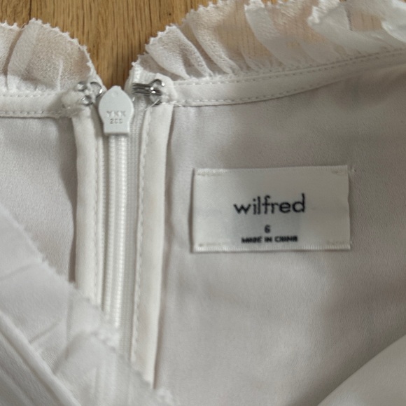 Aritzia Wilfred Swept white puff-sleeve chiffon mini dress size 6 - Picture 12 of 13